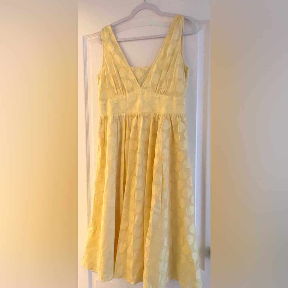 Coldwater Creek Womens Dress Sz 14 Sleeveless Easter Spring Yellow Dots